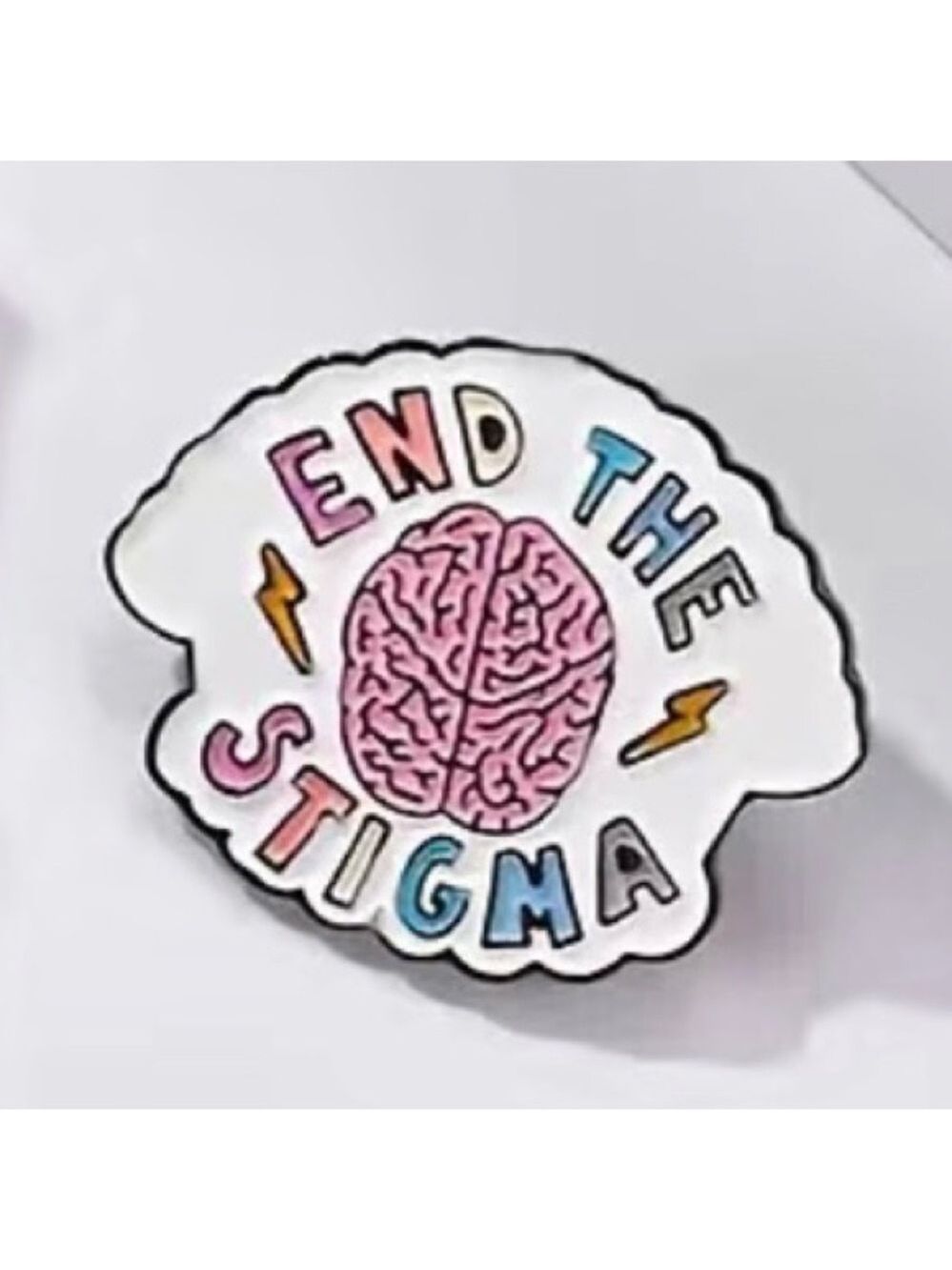 End the Stigma Mental Health colorful enamel cartoon pin lapel brooch - Picture 4 of 14